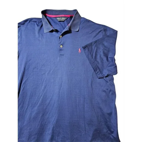 Polo Golf Ralph Lauren Pima‎ Cotton Short Sleeve Navy Blue Polo Men's L