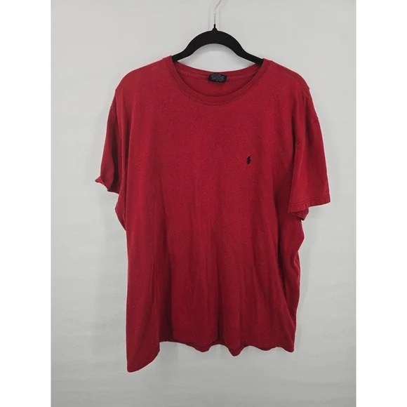 Polo‎ Ralph Lauren Mens Red Crewneck Short Sleeve Cotton T-Shirt Size Large Pony