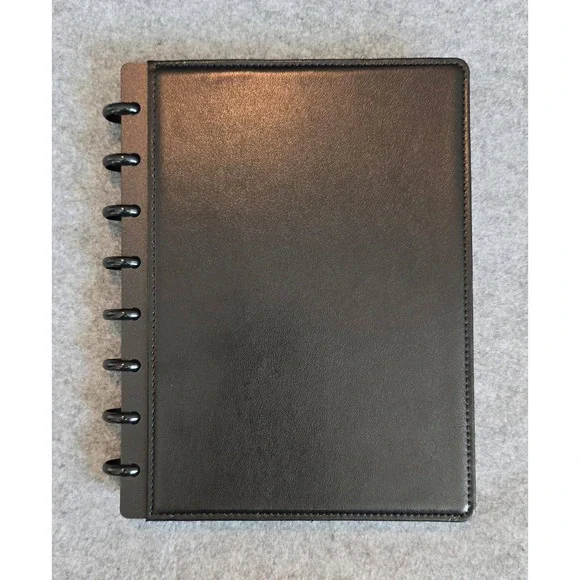 TUL Discbound Notebook A5 With Leather Cover Junior Size, 60 Sheets, Black NWOT