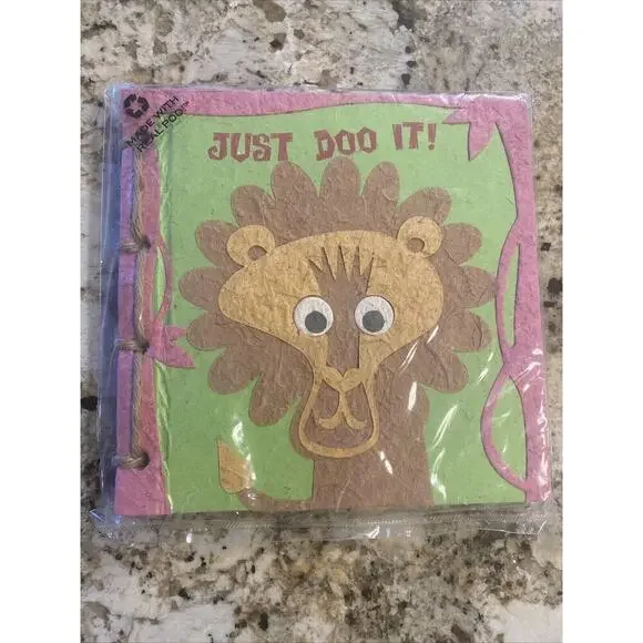 PooPooPaper Pink Twine‎ Journal Lion Face Elephant Poo Odorless NEW 7x7