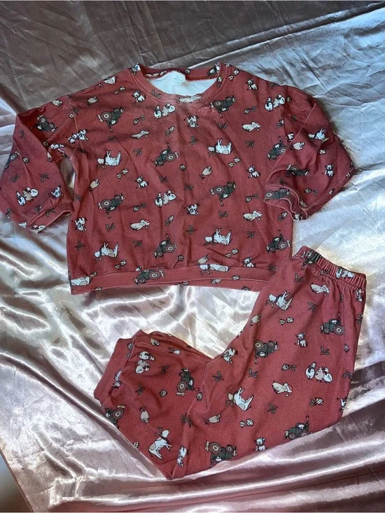 Kids Red Tractor & Animal Pajama Set