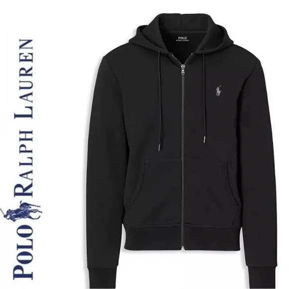 Polo Ralph Lauren Men’s Sz S Polo Black Double-Knit Full-Zip‎ Hoodie