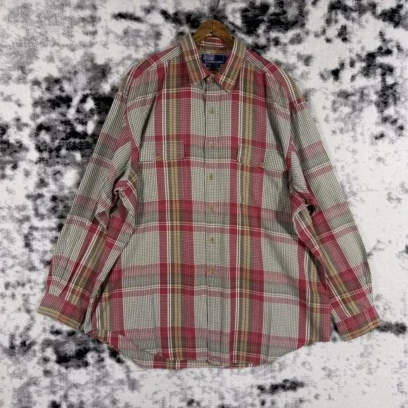 Polo Ralph Lauren‎ Shirt Mens Size Extra Large Double Chest Pocket Preppy Y2K