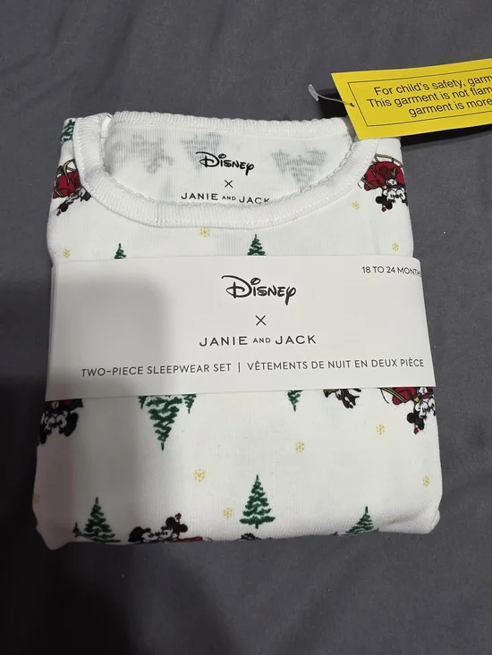 Disney Janie and Jack White Holiday Mickey Two-Piece Pajama Set