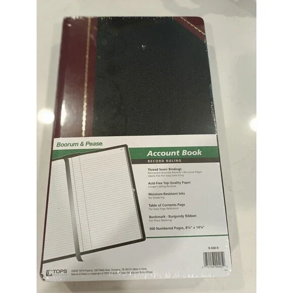 Boorum & Pease 9-500-R Account Ledger Book, 500 Pages, Record Ruled, New