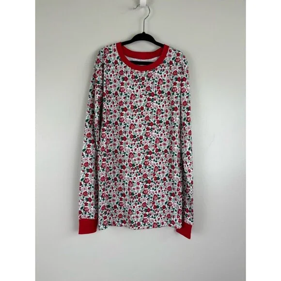 Lake Kids Long sleeve Top ONLY Red Elizabeth Floral Girls Size 12 Pima cotton