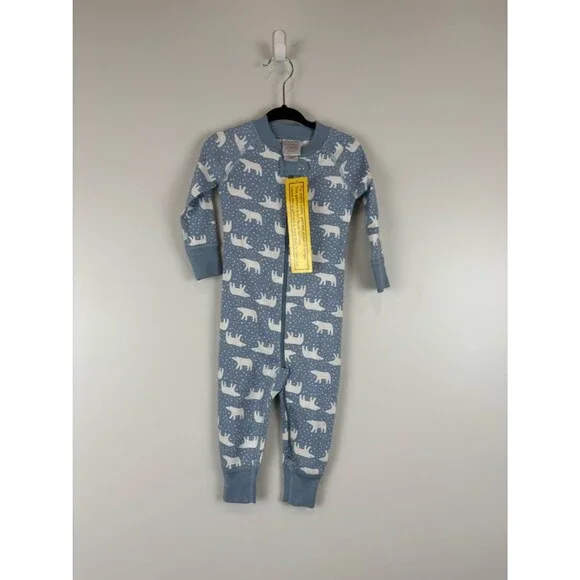 NWT Hanna Andersson Baby Zip Footed Sleeper Size 75 cm 12-18 months Snowy Bear