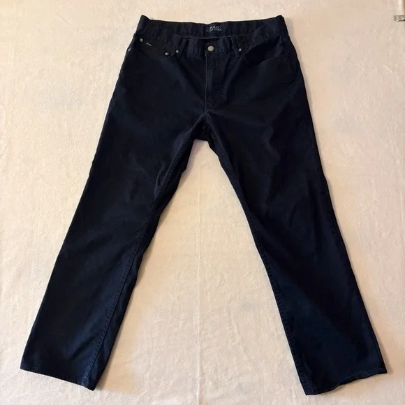 Polo Ralph Lauren Mens 34x30 Navy Blue Stretch Cotton 5-Pocket Pants Straight