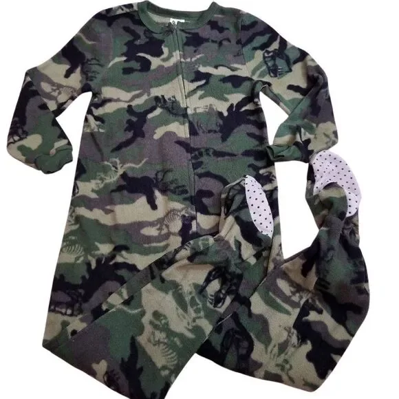 Faded Glory dinosaur camouflage footed pj's S