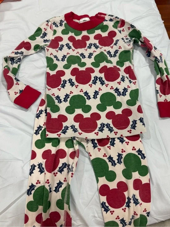Hanna Andersson Red, Green & Navy Holiday Mickey Pajama Set