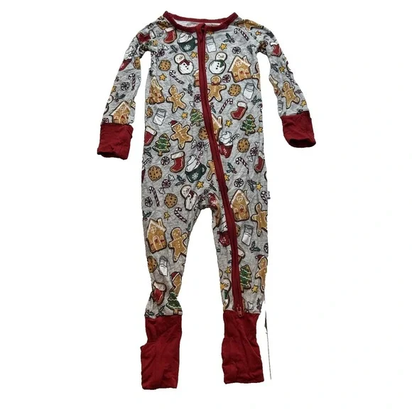 Little Sleepies Baby Toddler 12-18M Christmas Gingerbread Footie Pajamas Bamboo