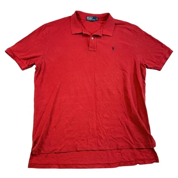 Polo Ralph Lauren Mens XXL Red Short Sleeve Pique Polo Shirt Classic Fit‎ Pony
