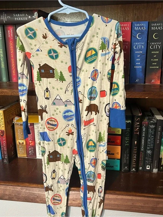 Little Sleepies Camping Print Zippy - Blue Trim