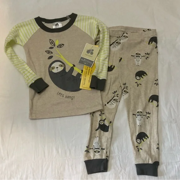 7-8 Just Born sloth pajamas boys Unisex 2t NWT