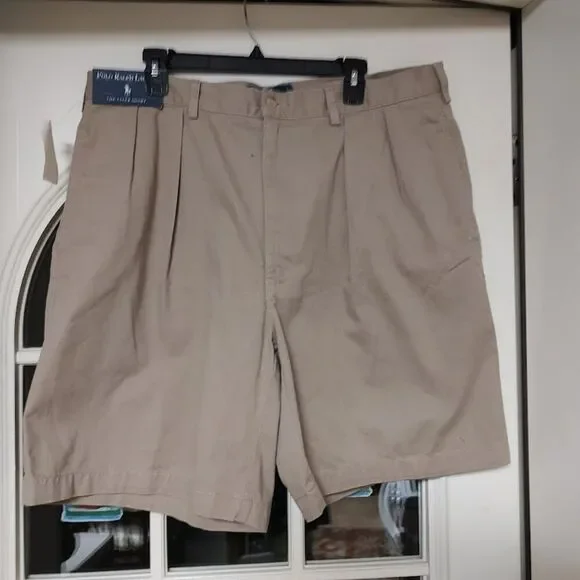 New Polo Ralph Lauren The Tyler Short Pleated Honey Camel Size Men's 40