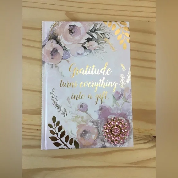 Pooch & Sweetheart Gold Foil Brooch Embellished Hardcover Journal, Gratitude