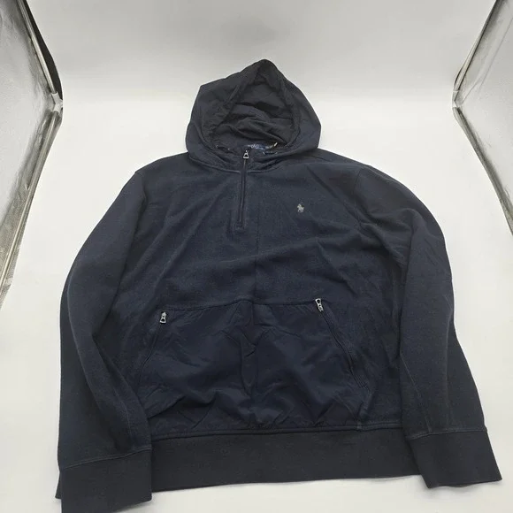 Polo Ralph Lauren Hybrid Quarter Zip Hoodie Mens XXL Aviator Navy Pony Logo
