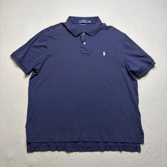 Polo Ralph Lauren Polo Shirt Mens XL Navy Blue Pima Soft Touch Short Sleeve Pony