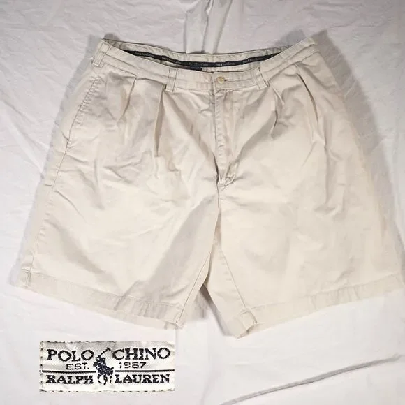 Vintage Polo Ralph Lauren Tyler Shorts Tan Beige Chino 38