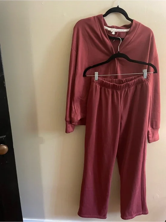 BlakShire Homewear Burgundy Oversized Lounge Set XS Two Piece Sweatsuit