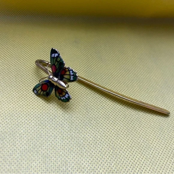 Vintage Enamel Gold Butterfly Bookmarker Pretty enamel butterfly