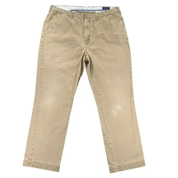 Polo Ralph Lauren Chino Pants Mens 38/32 Khaki Tan Classic Fit Cotton Twill Prep