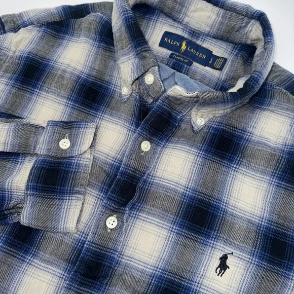 Polo Ralph Lauren L/S Oxford Button Down Shirt Men Large Ombre Plaid Classic Fit