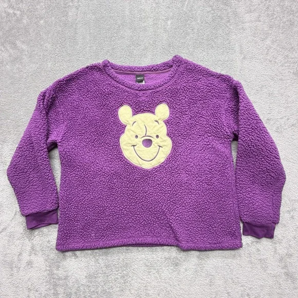 Disney‎ Pajama Top Unisex Kids L Purple Fleece Faux Fur Winnie The Pooh