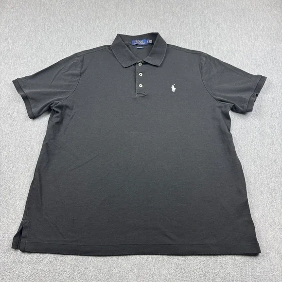 Polo Ralph Lauren Shirt Mens Large Black Short Sleeve Pony Rugby‎ Classic Casual