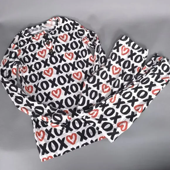 GIGI‎ AND MAX Girls Pajama Size 8Y Set XOXO Heart Long Sleeve Top Pants