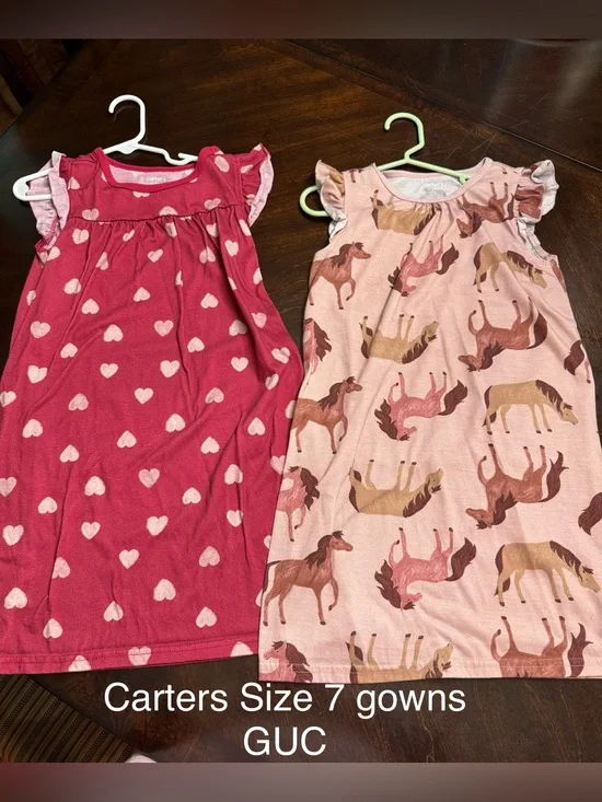 Carter's Girls Pink Heart & Horse Sleep Dresses - Pink, Light Pink