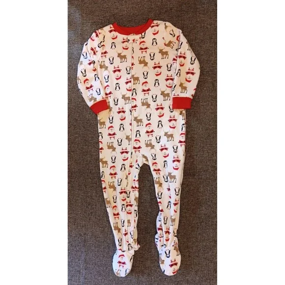 pajamas 4T New Carters Christmas Fleece sleeper Reindeer Holiday Deer Santa