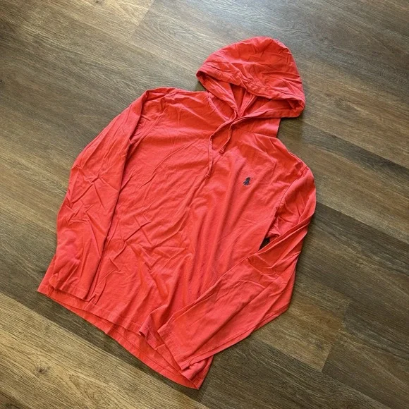 Polo Ralph Lauren Long Sleeve Hooded T Shirt Hoodie Men's Sz Medium Red‎ READ