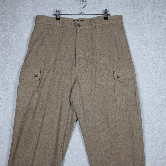 Polo Ralph Lauren Pants Mens 36x30 Dune Brown Vintage Y2k Cargo Straight Tweed