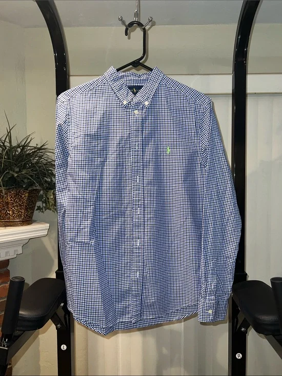 Polo by Ralph Lauren Blue and White Gingham Button-Down Shirt