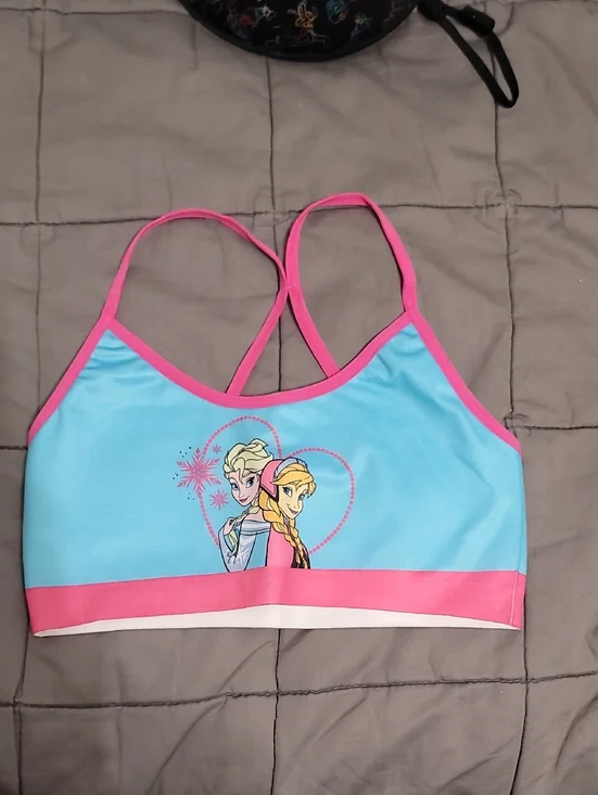 Disney Frozen Light Blue & Pink Crossback Crop Top L 10/12