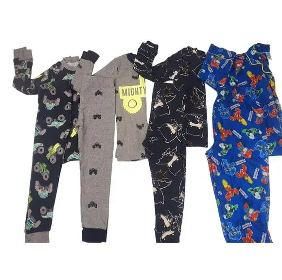 Toddler Boys Pajama Lot Size 3T 4T Carters Marvel Batman Trucks Longsleeve Pants