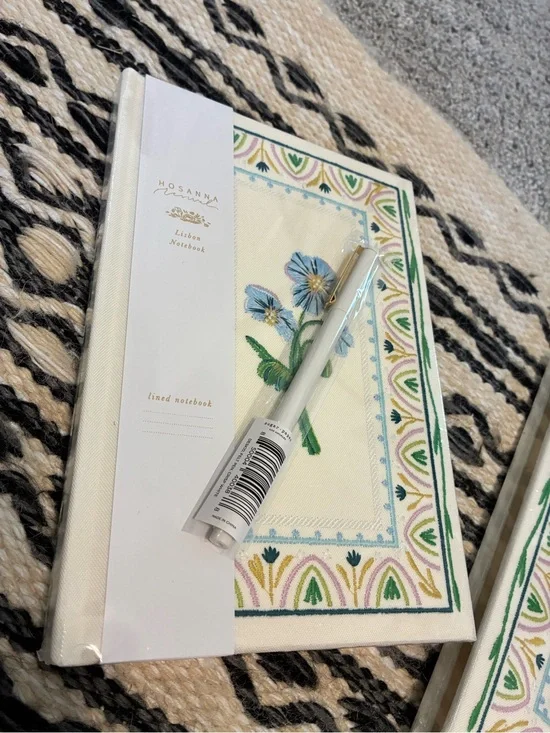 Hosanna Revival Lisbon Lined Notebook - Cream with Blue Floral. Free pen.