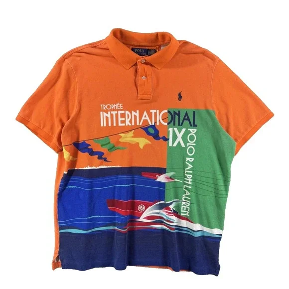 Polo Ralph Lauren Signal Speedboat Polo Shirt Men's XL Orange Classic Fit