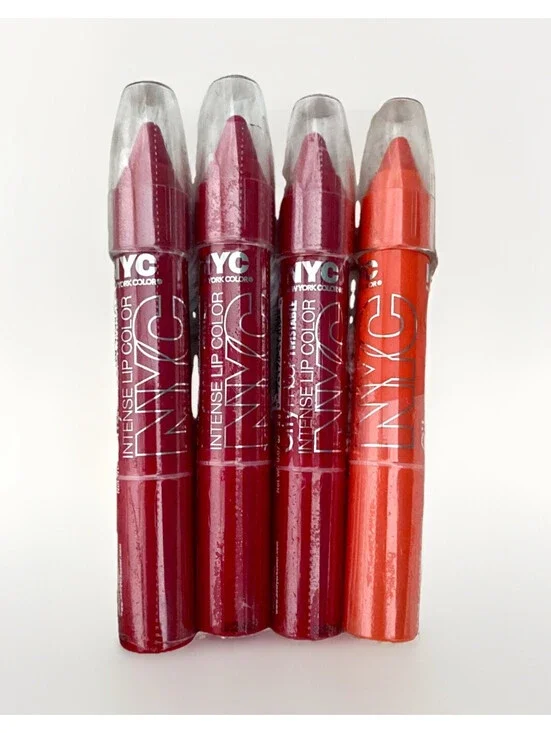 4-Pack New NYC City Proof Twistable Intense Lip Color Crayon 051 Coral 041 Blush