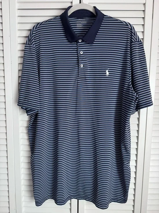Polo Ralph Lauren Performance Men’s Striped Collared Shirt Classic Fit Golf XL