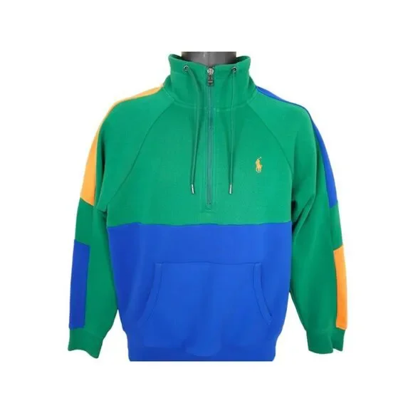 Polo Ralph Lauren Track Jacket Mens Size Small Green Pullover Half Zip