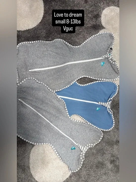 Love to dream Grey and Blue Swaddle Sleep Sacks (Set of 3)