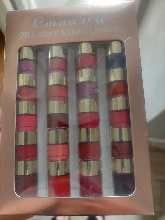 CmaaDU 20-Color Liquid Lipstick Set — Mixed Pink & Red Shades