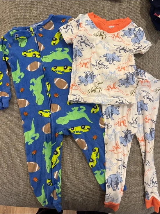 Kids Dinosaur & Sports Two-Piece One-Piece Set - Blue & Cream