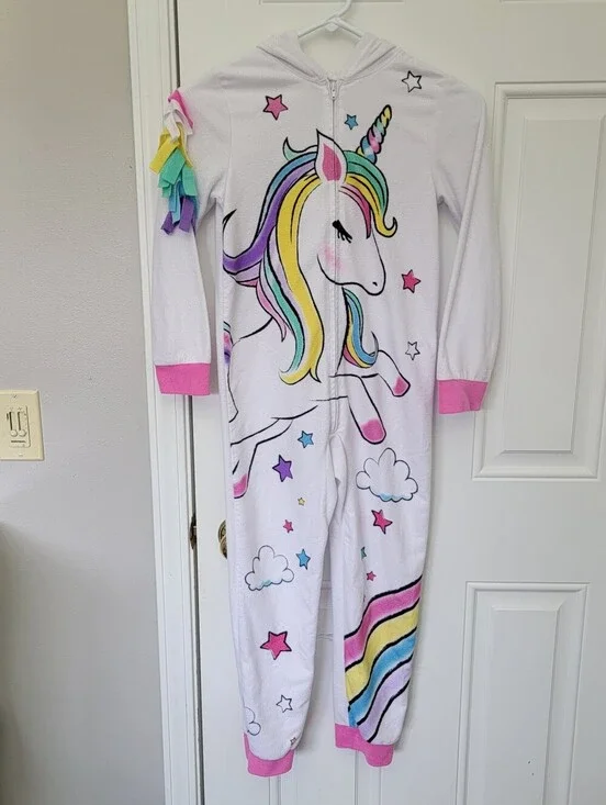 Stay Up Late Unicorn One Piece Half Zip Hooded Pajamas Size 8 Fantasy Magic