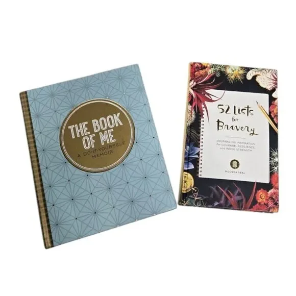 NEW The Book Of Me and 52 Lists For Bravery self‎ help journaling books DIY