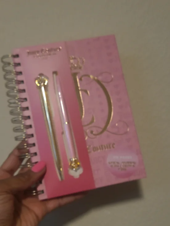 Juicy Couture Pink Spiral Notebook with Gold Accent Pens