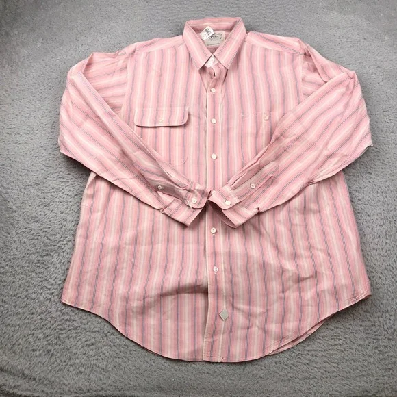 Vintage Polo Ralph Lauren Shirt Mens XL Pink Multi Striped Imported Cotton LS