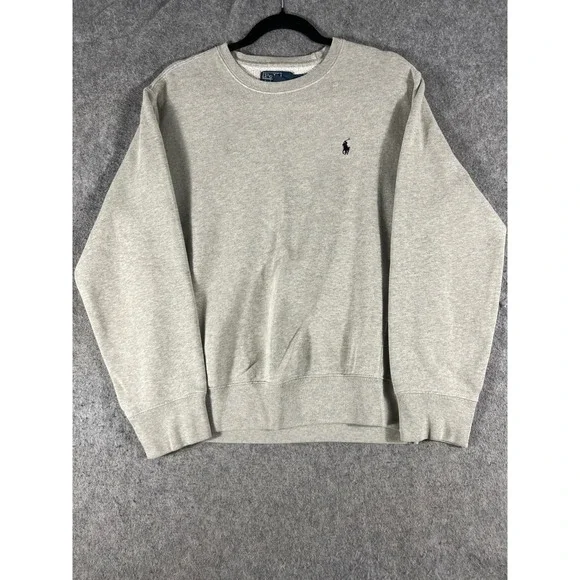 Polo Ralph Lauren Sweatshirt Men M Gray Pony Fleece Pullover Crewneck Minimalist